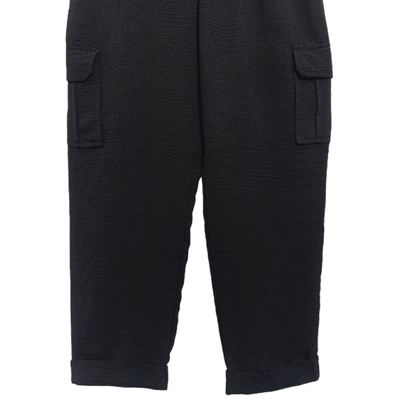 Joe Benbasset Black Paperbag Waist Cuffed Cargo Pants Lightweight Juniors Large - Picture 10 of 14